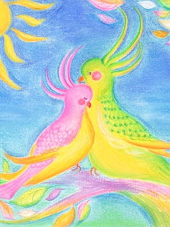 世界の鳥 オカメインコの恋 の待ち受け画像 壁紙 動物 パラダイス