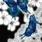 白桜と青い蝶 ゴシック 幻想壁紙