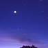 夜明けの二十六日月、土星と金星