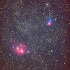 いて座の干潟星雲M8、三裂星雲M20と天ノ川銀河