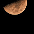 秋の赤い月齢7.6の月