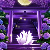 九尾の杜-紫陽花の夜-鳥居|和風◇幻想壁紙