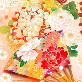 扇菊紋弐ピンク 和風 幻想壁紙