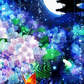 梅雨月に紫陽花 壱月 和風 幻想壁紙