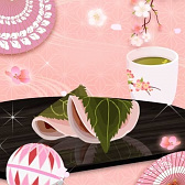 春彩和菓子 桜餅 ピンク 和風 幻想壁紙
