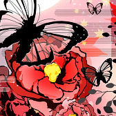花札 牡丹に蝶 和風 幻想壁紙